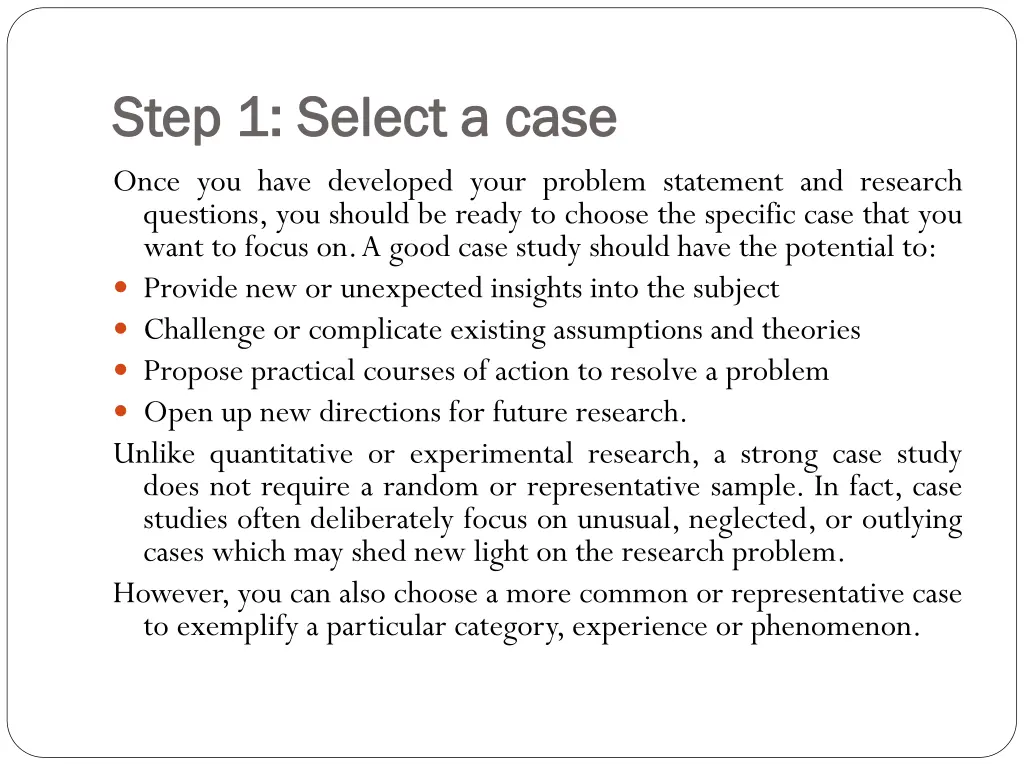 step 1 select a case step 1 select a case once