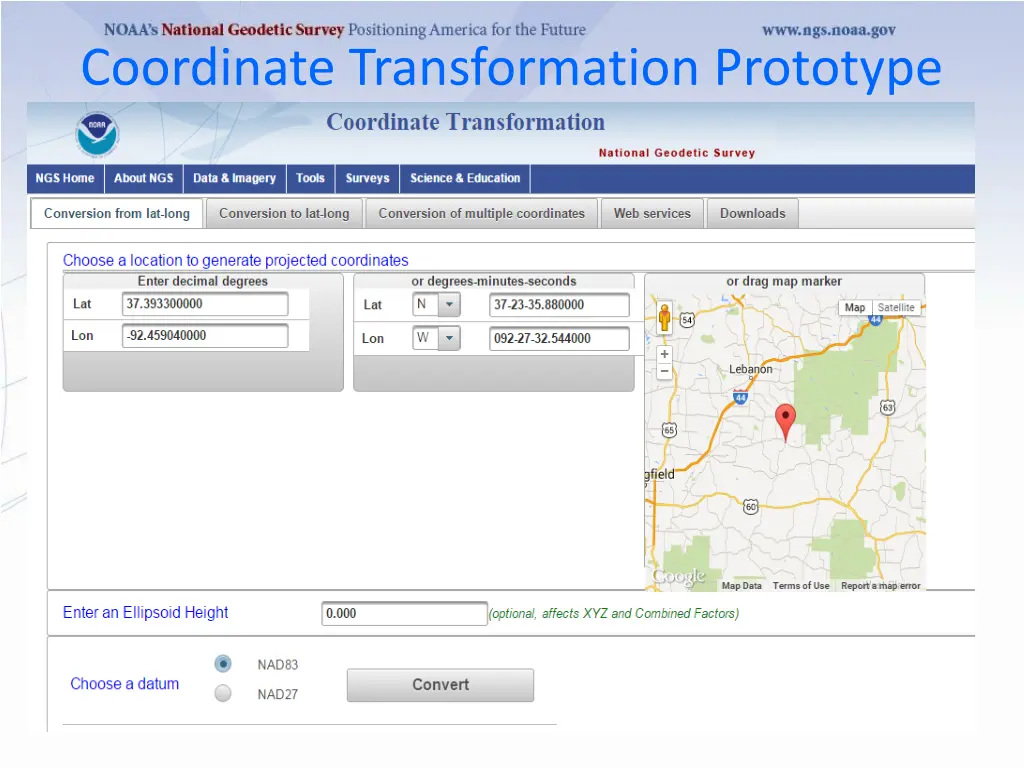 coordinate transformation prototype