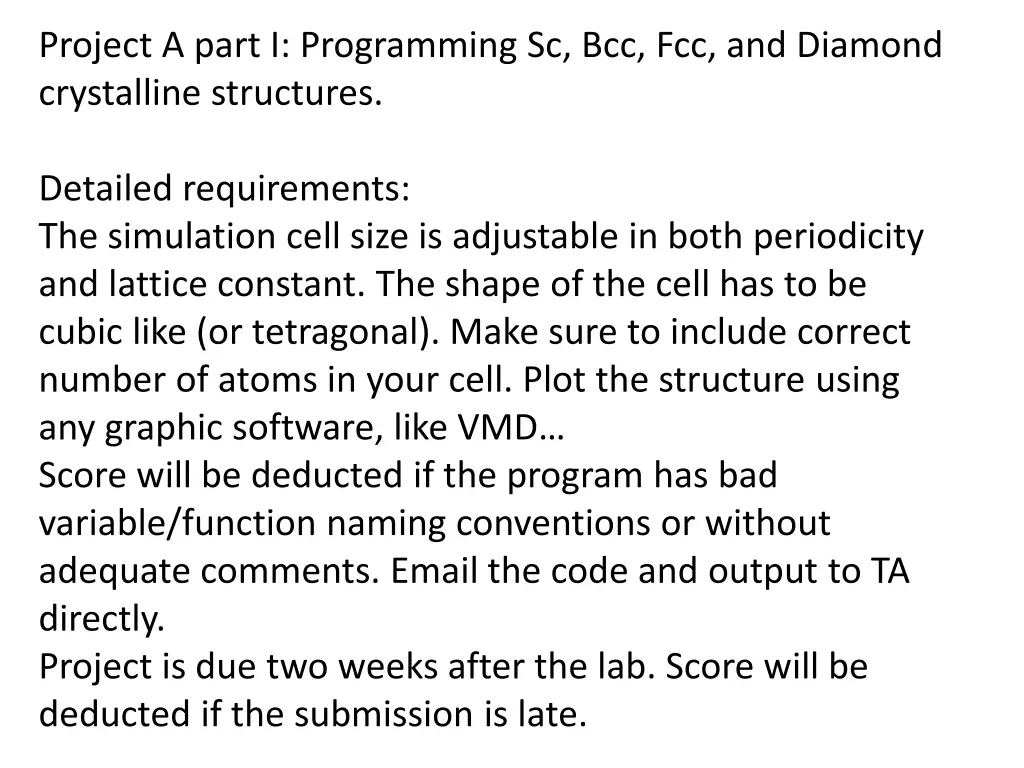 project a part i programming