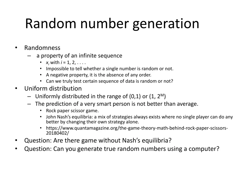 random number generation