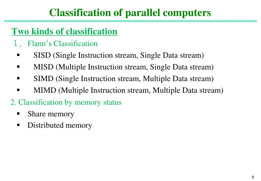 classification of parallel computers