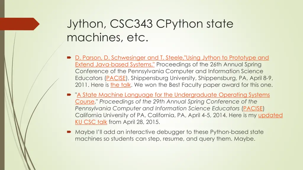 jython csc343 cpython state machines etc