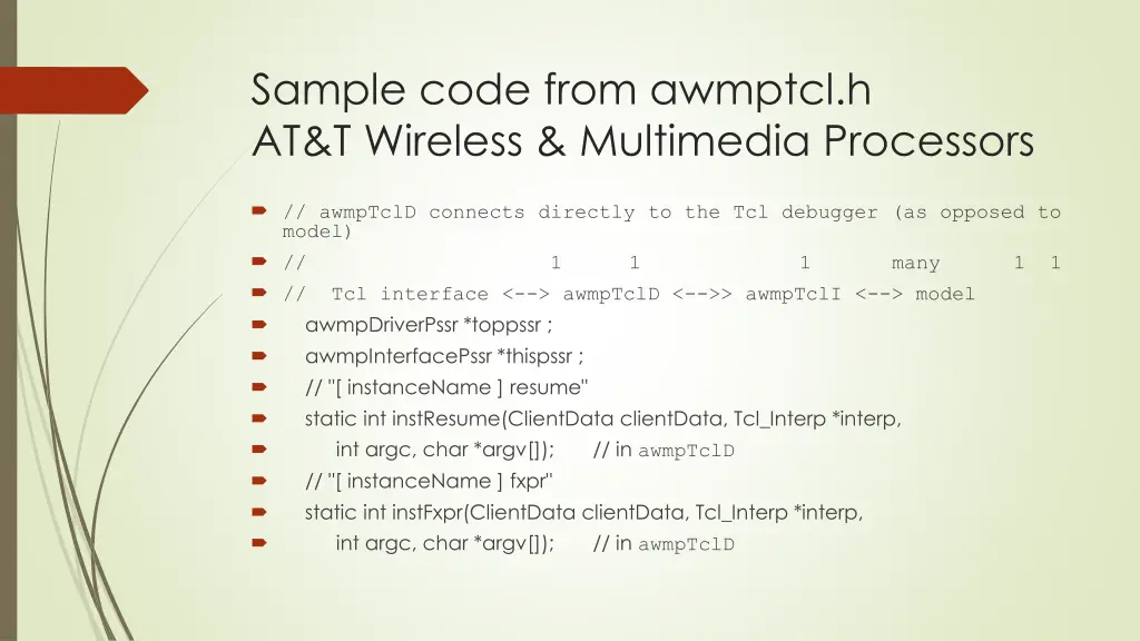sample code from awmptcl h at t wireless