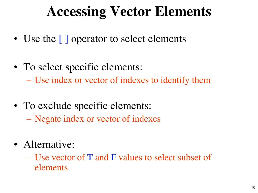 accessing vector elements