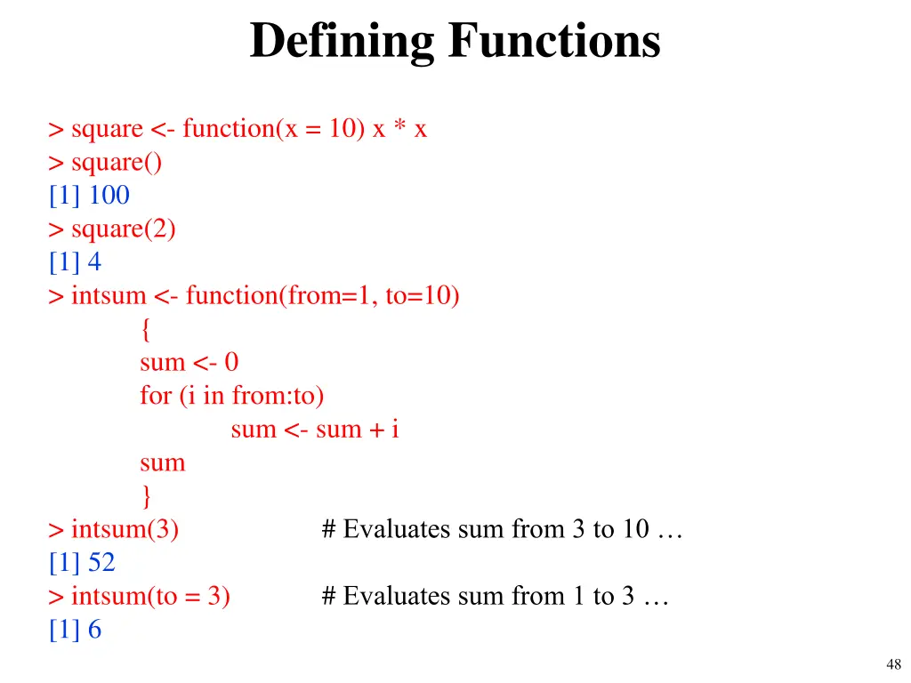 defining functions