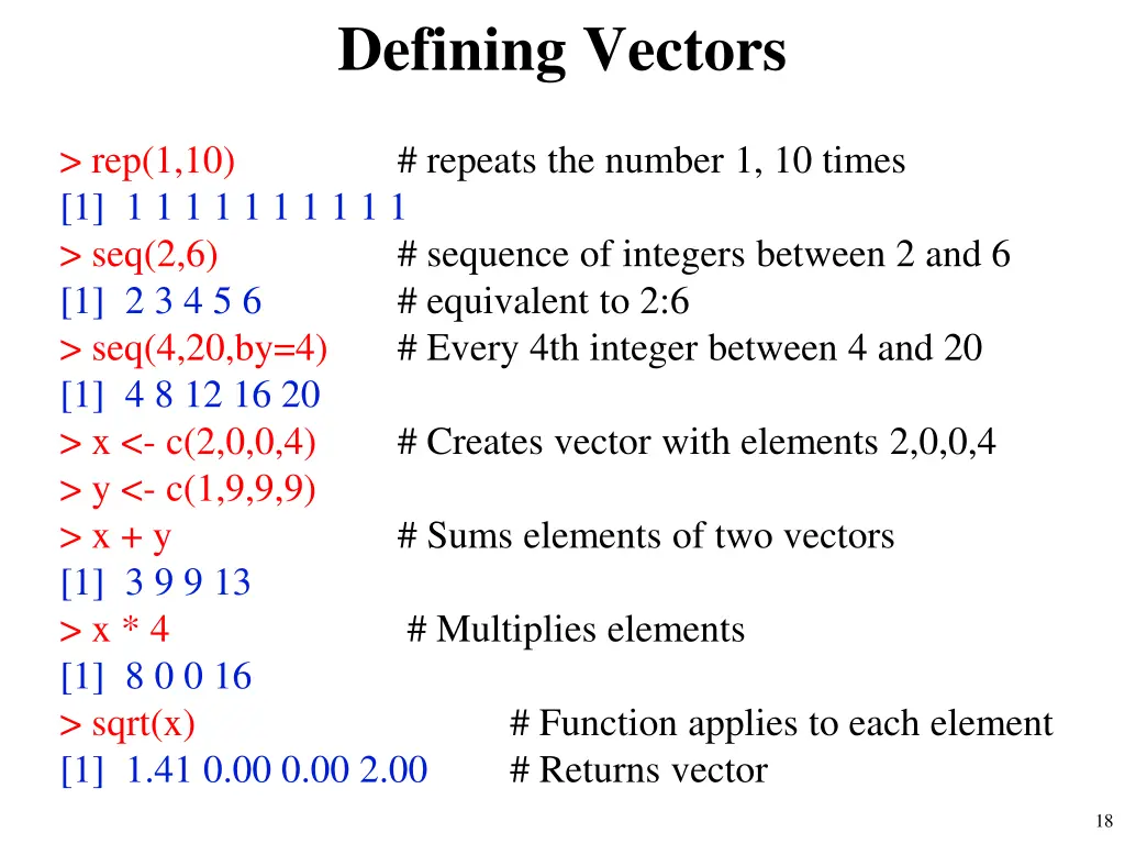 defining vectors