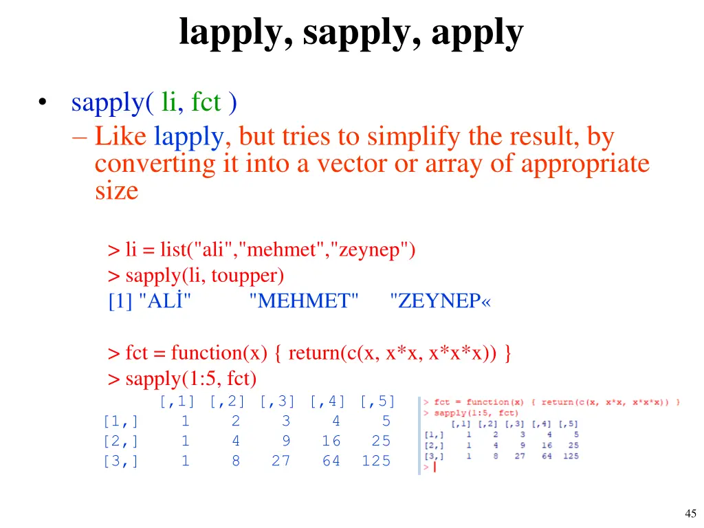 lapply sapply apply 1
