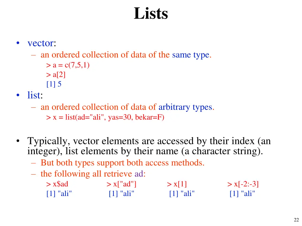 lists