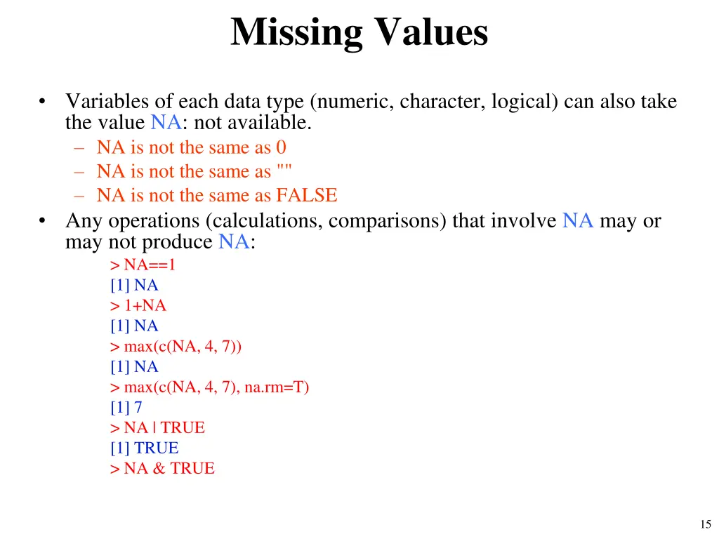 missing values
