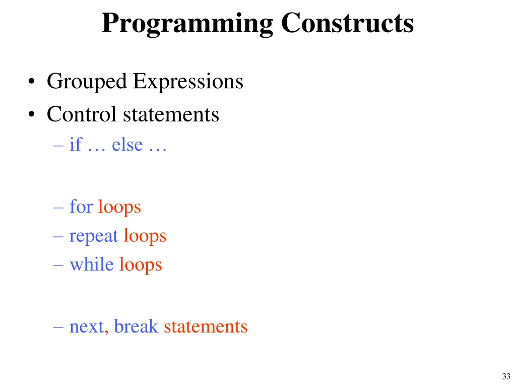 programming constructs