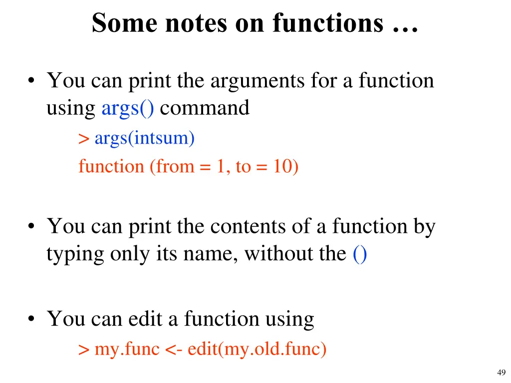 some notes on functions