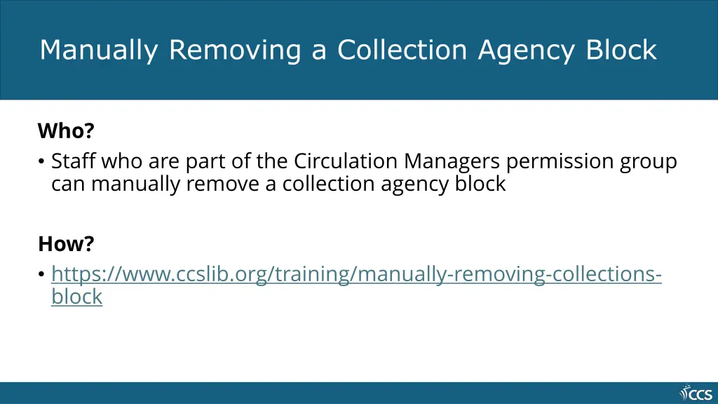 manually removing a collection agency block 2