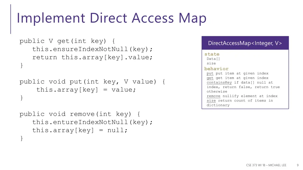 implement direct access map