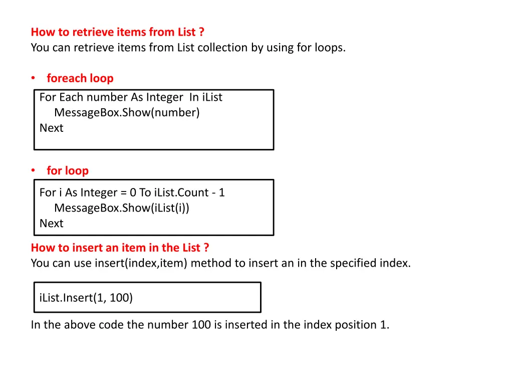 how to retrieve items from list you can retrieve