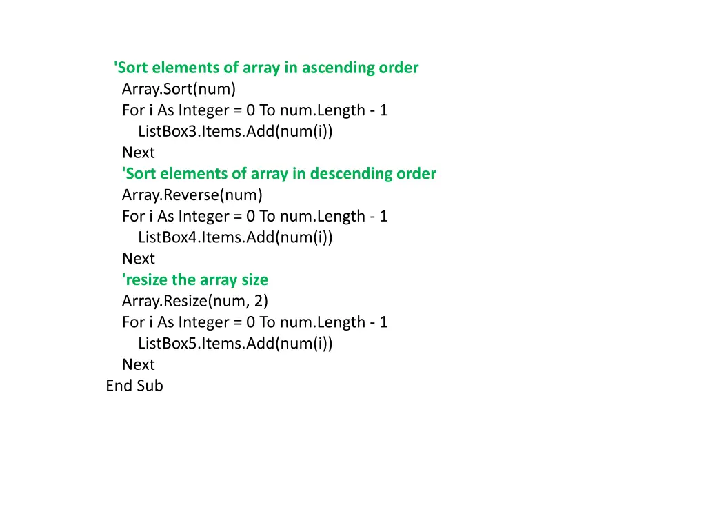 sort elements of array in ascending order array