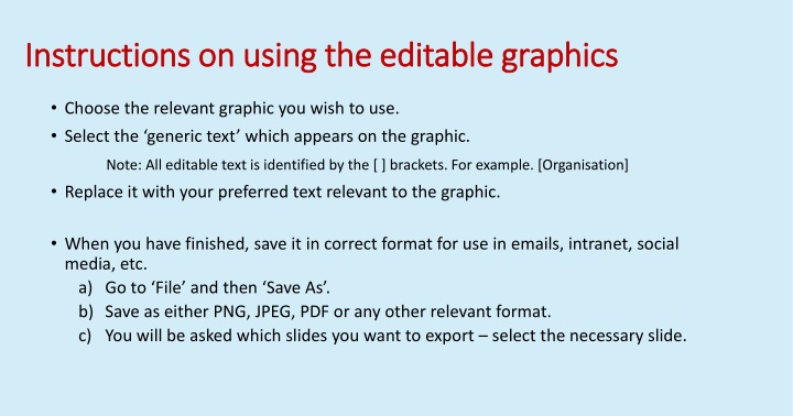 instructions on using the editable graphics