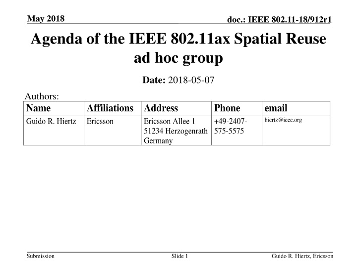 may 2018 agenda of the ieee 802 11ax spatial