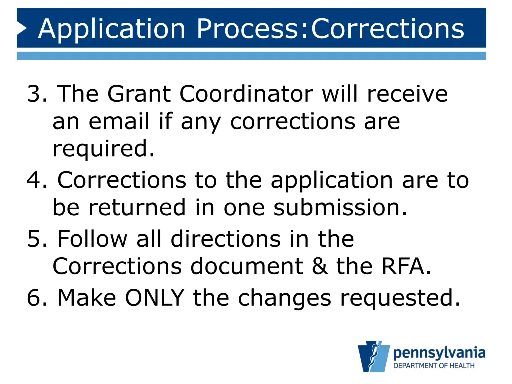 application process corrections