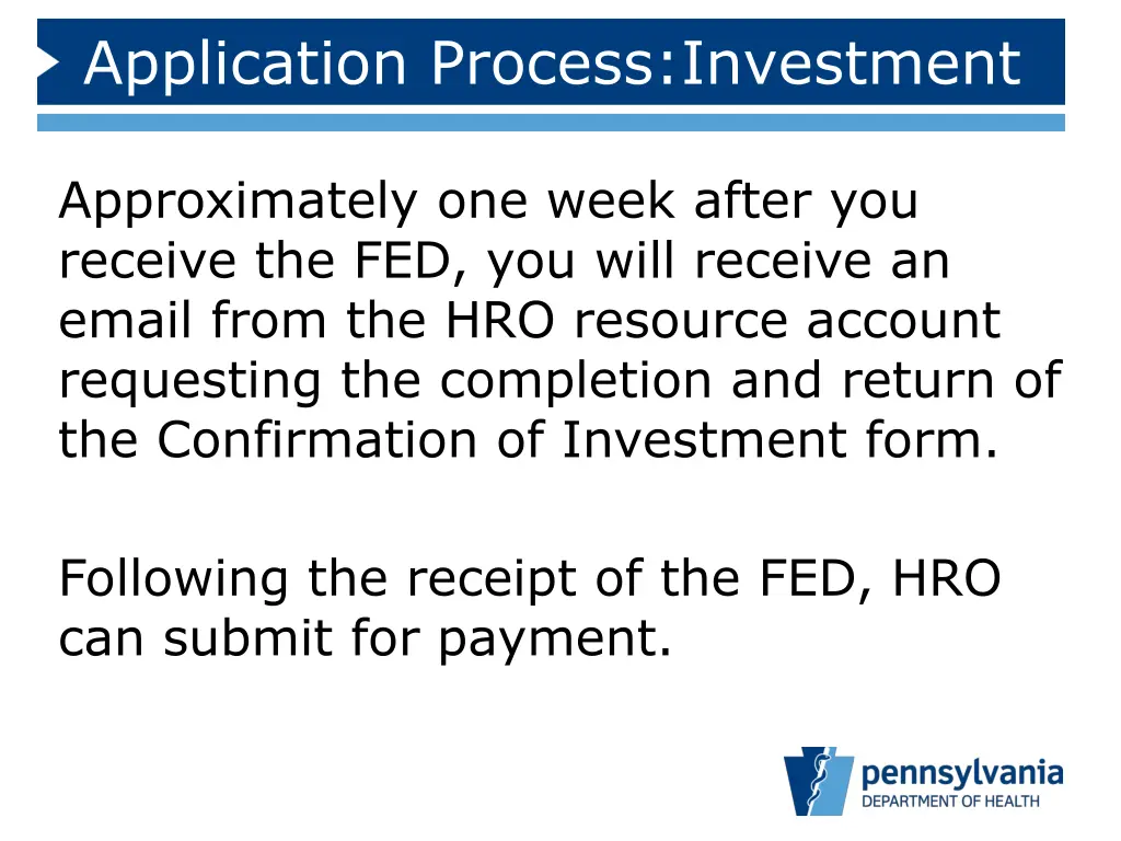 application process investment
