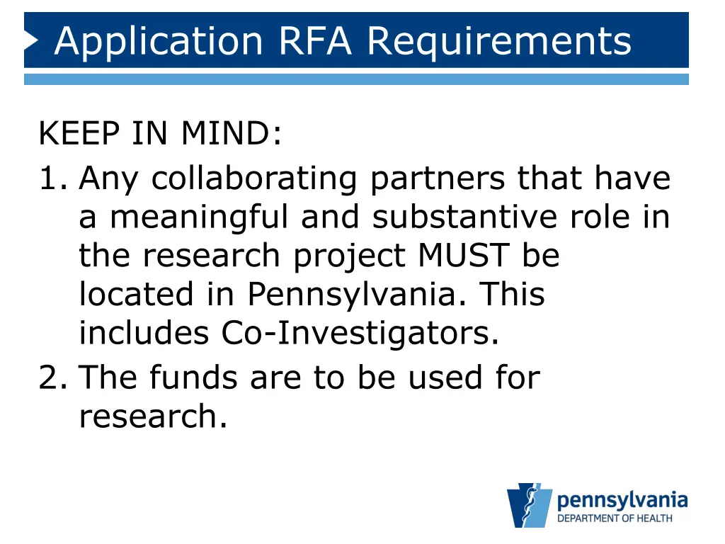 application rfa requirements