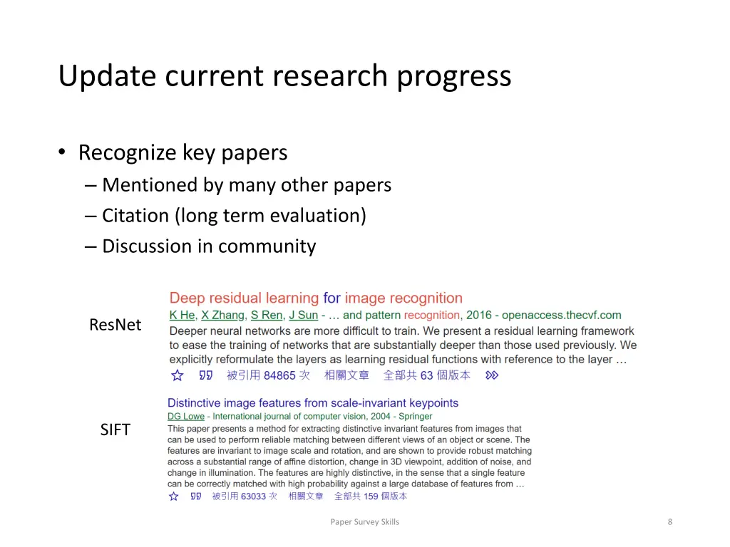 update current research progress