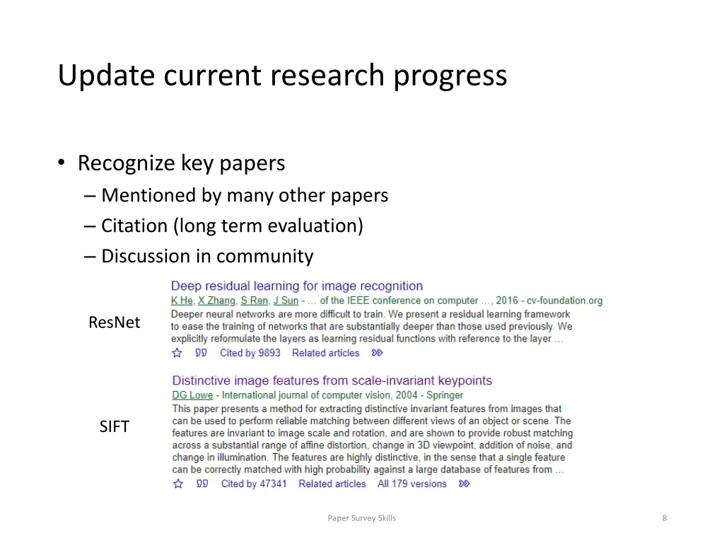 update current research progress