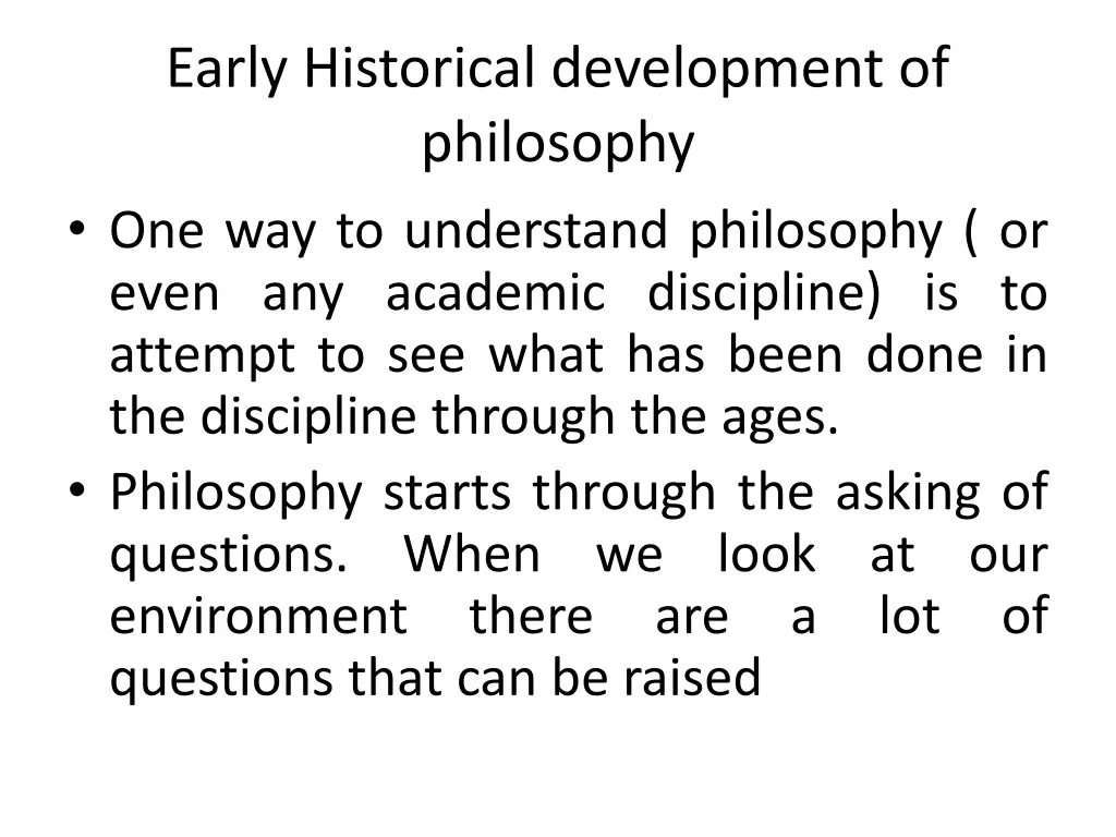 early historical development of philosophy