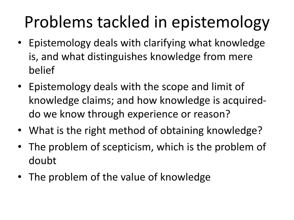 problems tackled in epistemology epistemology