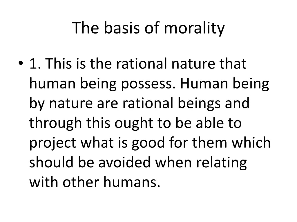 the basis of morality