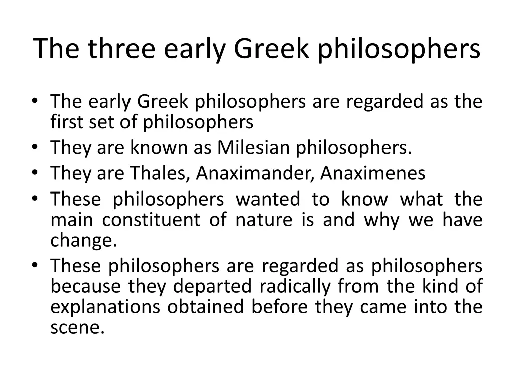 the three early greek philosophers