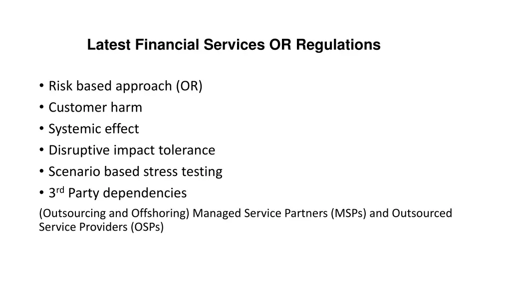 latest financial services or regulations