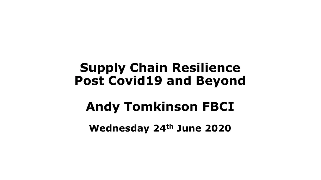 supply chain resilience post covid19 and beyond