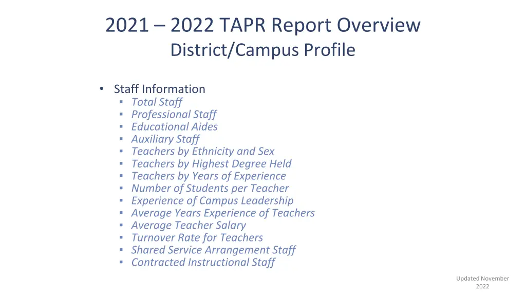 2021 2022 tapr report overview district campus 1