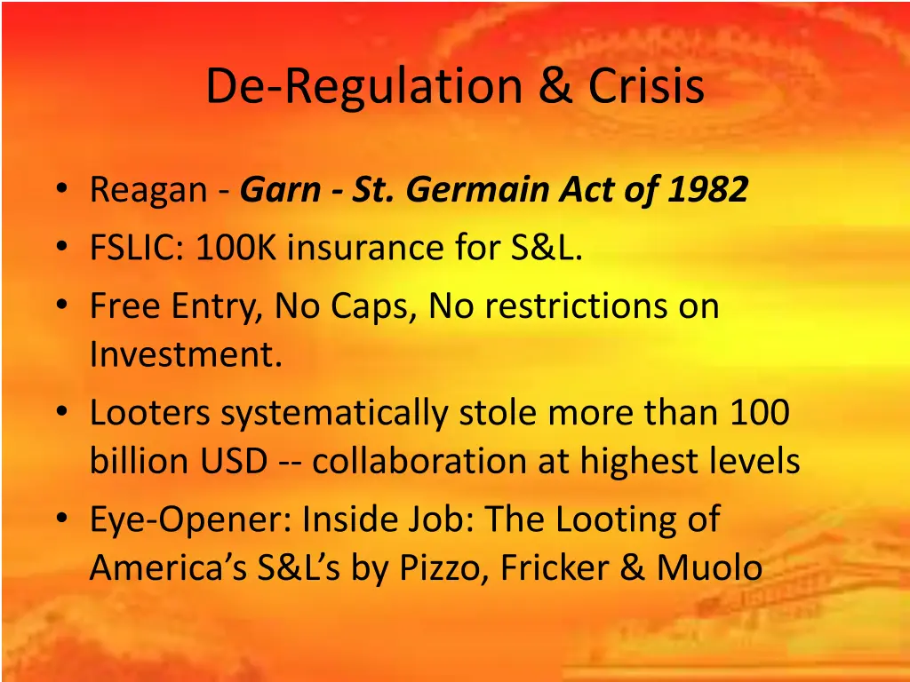 de regulation crisis