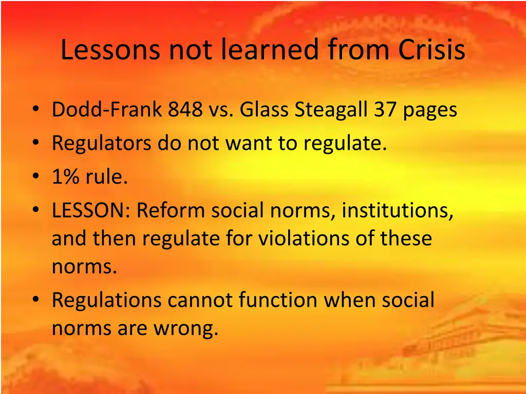 lessons not learned from crisis