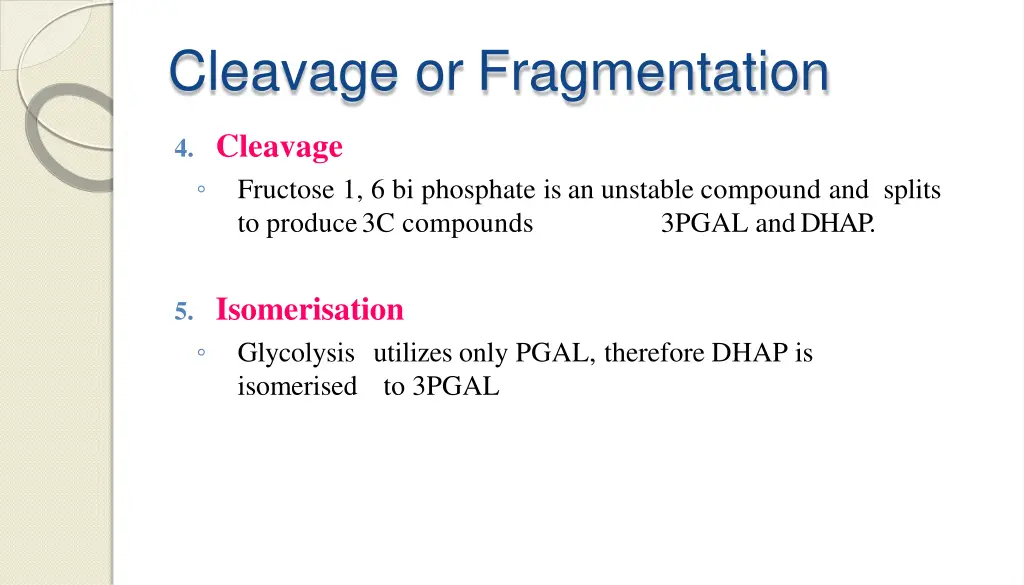 cleavage or fragmentation