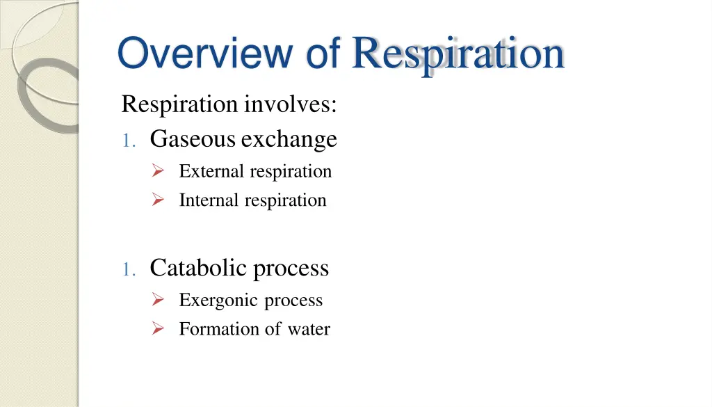 overview of respiration respiration involves