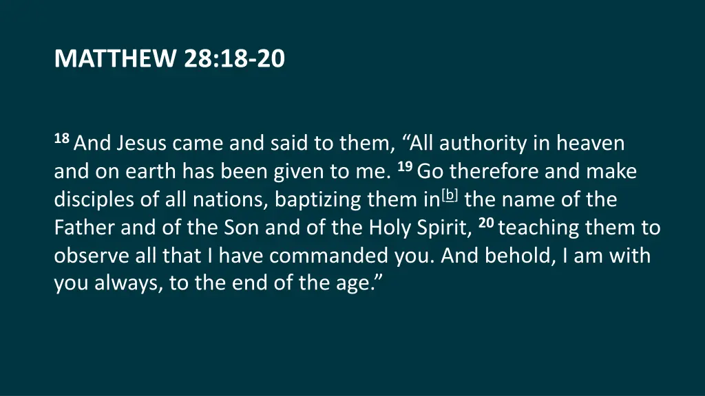 matthew 28 18 20 1