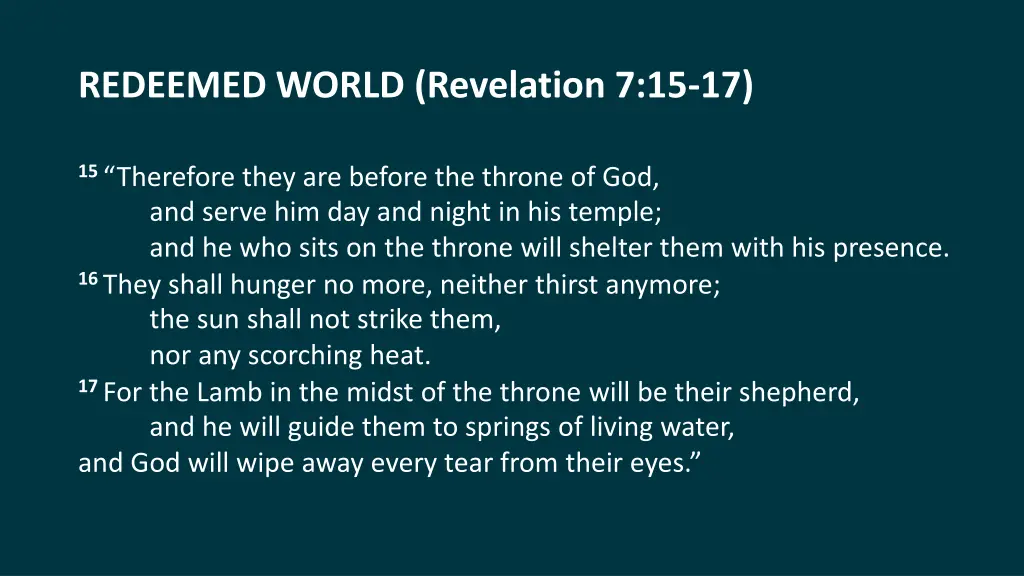 redeemed world revelation 7 15 17