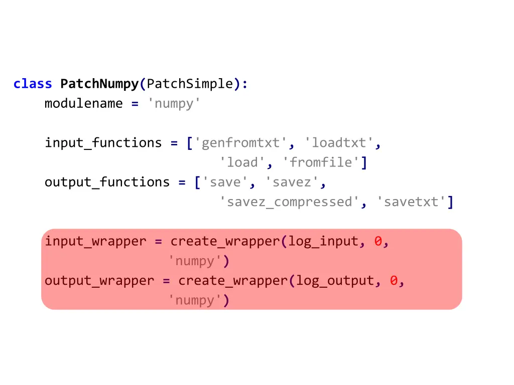 class patchnumpy patchsimple modulename numpy 2
