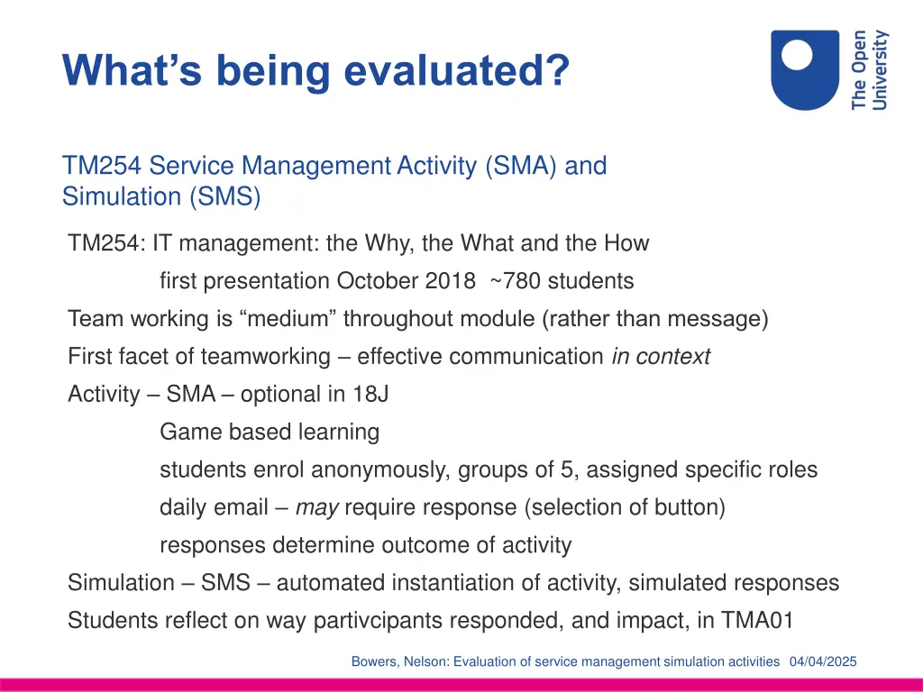 what s being evaluated