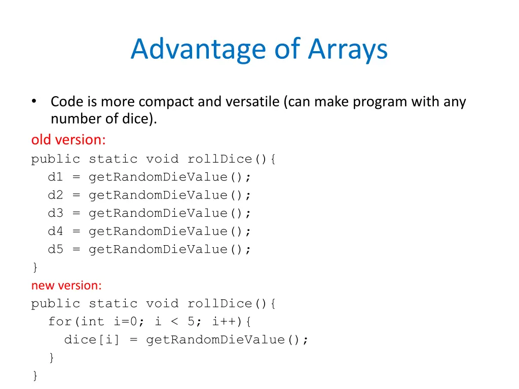 advantage of arrays