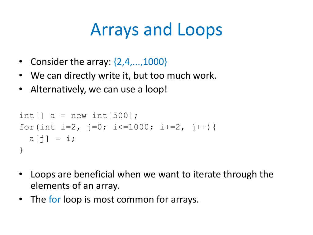 arrays and loops