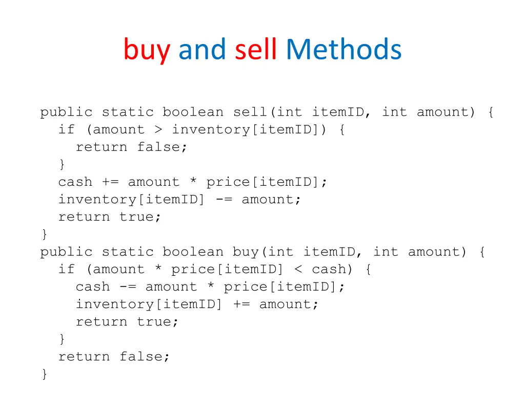 buy and sell methods