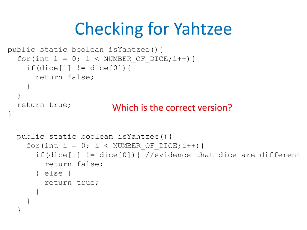 checking for yahtzee