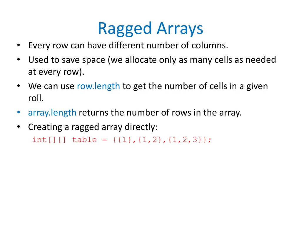 ragged arrays