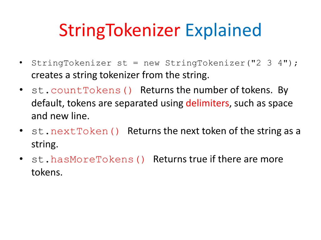stringtokenizer explained