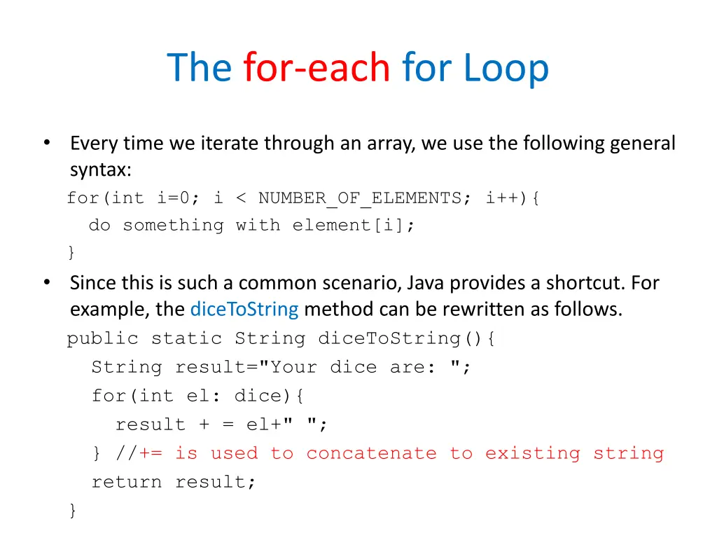 the for each for loop