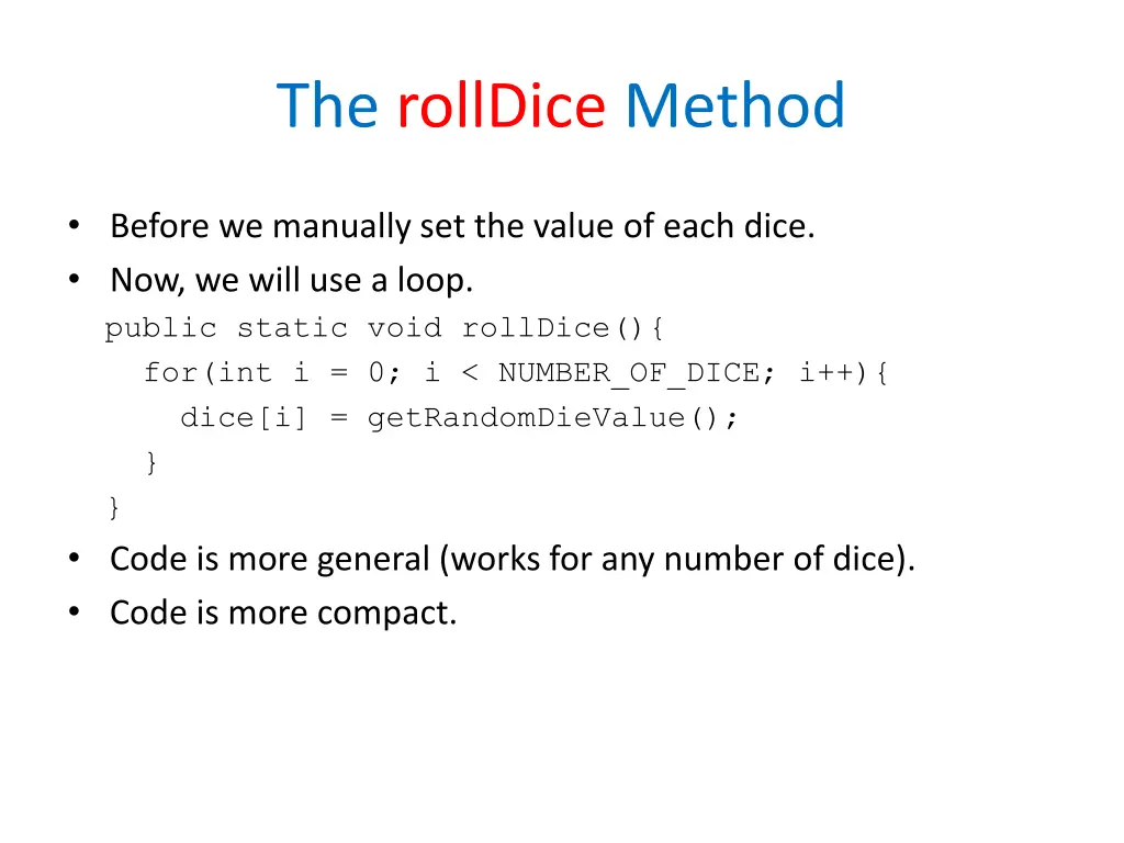 the rolldice method