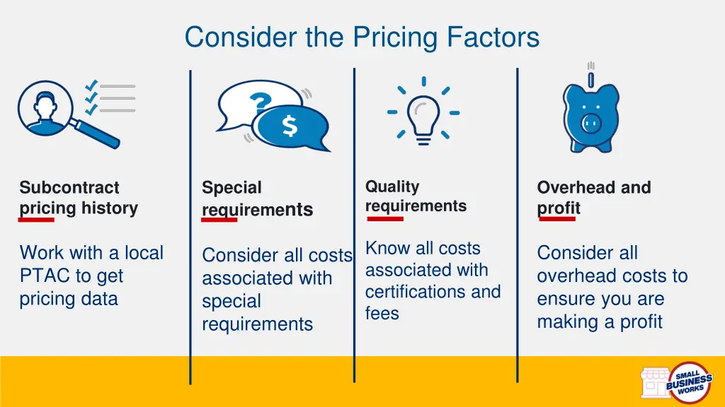 consider the pricing factors